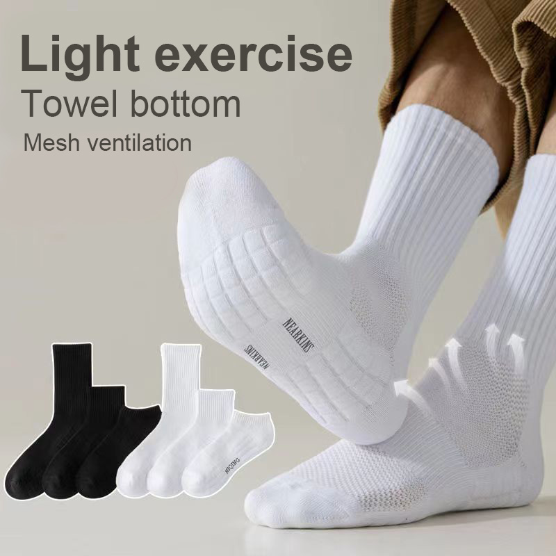 Sock Garter Men - メンズ厚底吸汗通気性スポーツソックス、ランニング用ボトムクッション付きプロスポーツメンズソックス