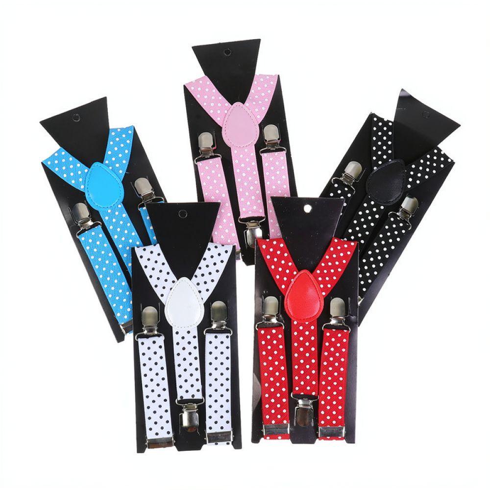 Men'S Formal Wear With Suspenders - おしゃれなドット柄の伸縮性サスペンダー。調整可能な金属製クリップ付き。普段使いに最適な大人用・子供用パンツのアクセサリー。