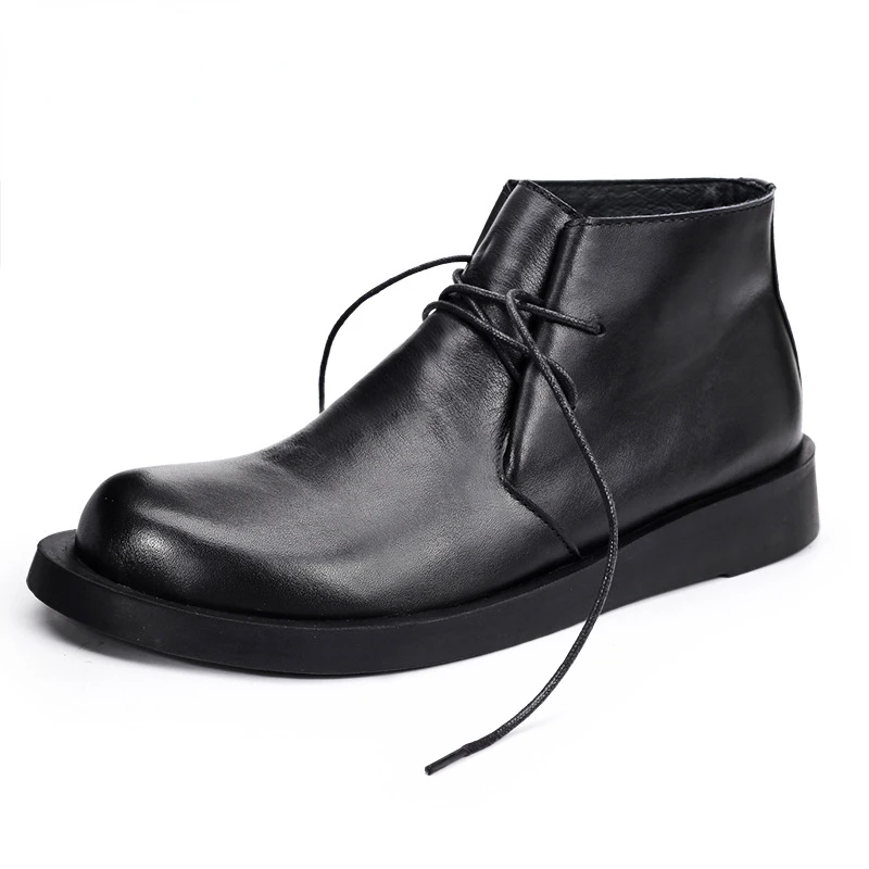 Men Formal Wear With Boots - ヴィンテージ本革メンズアンクルカウスエードオックスフォードブーツ高級手作り品質快適な黒冬新しいソーシャルシューズ男