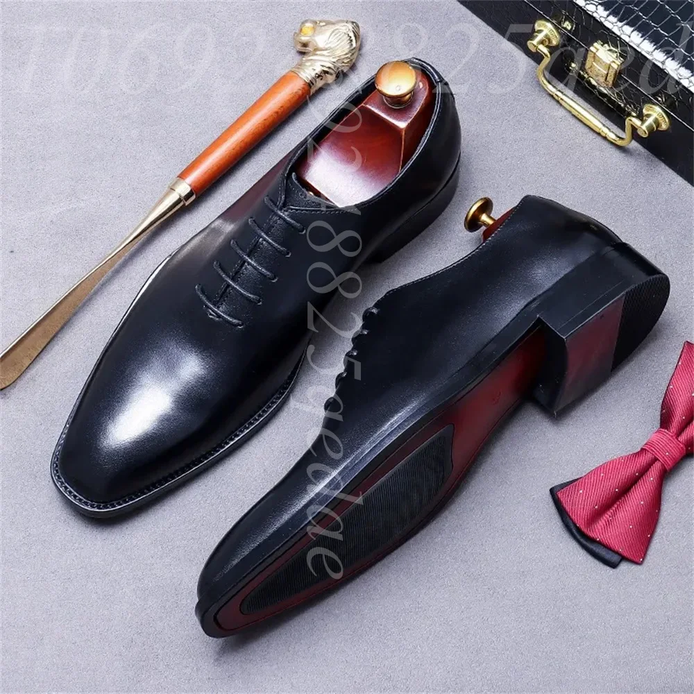 メンズ高級ブラウンレザーオックスフォードドレスシューズ、レー - Formal Men Daily Wear Footwear のレビューと価格