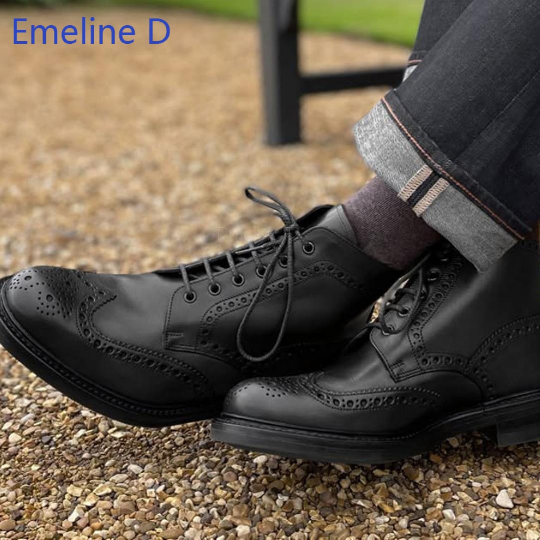 メンズ ブローグ アンクルブーツ、本革製、ウィングチップ、レ - Formal Men Daily Wear Footwear のレビューと価格