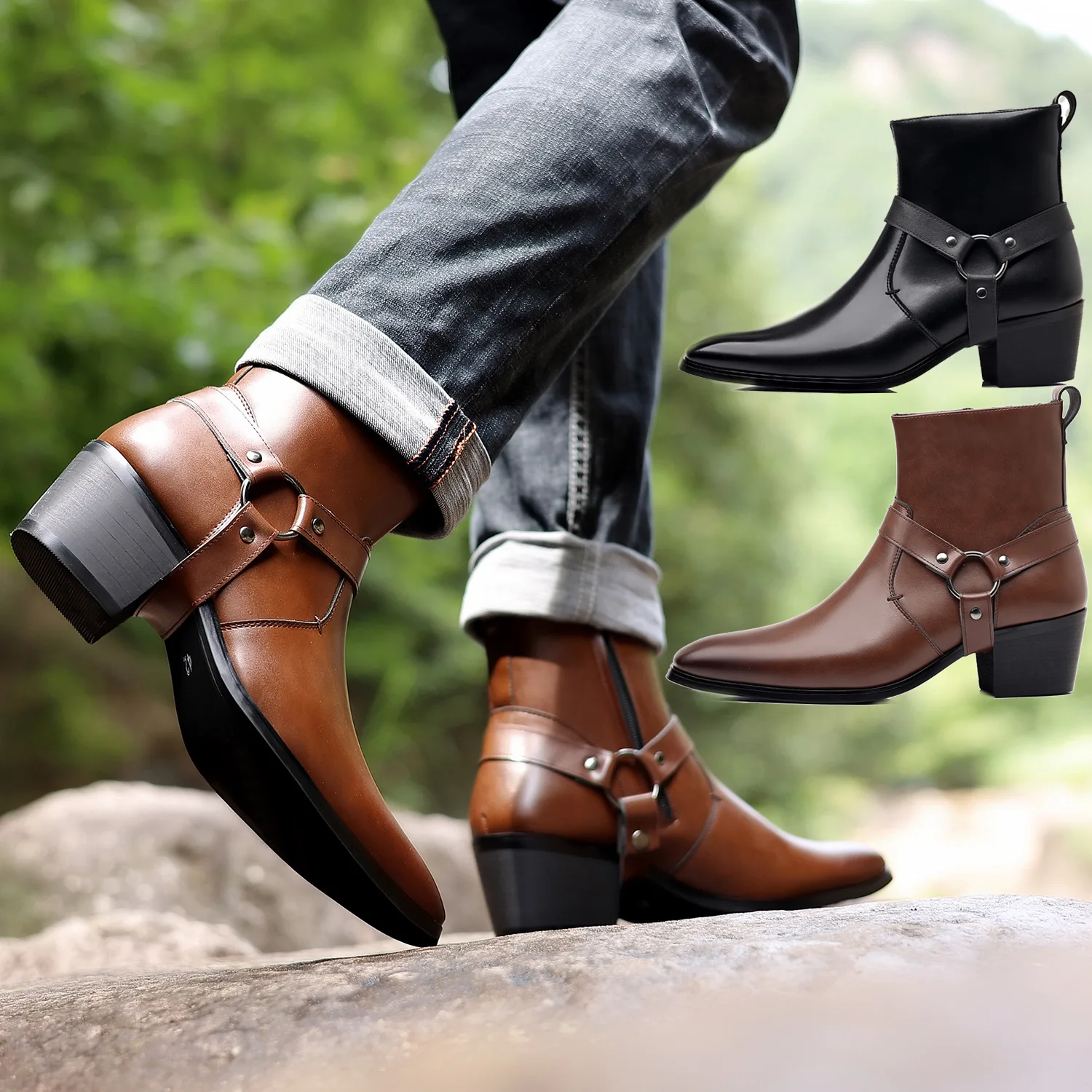 男性用のクラシックなウエスタンカウボーイブーツ,デザイナーブ - Men Formal Wear With Boots のレビューと価格