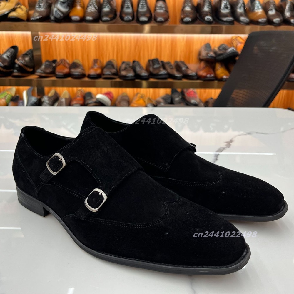 デュアルメタルバックル付きメンズモンクローファー、ブラックス - Formal Men Daily Wear Footwear のレビューと価格