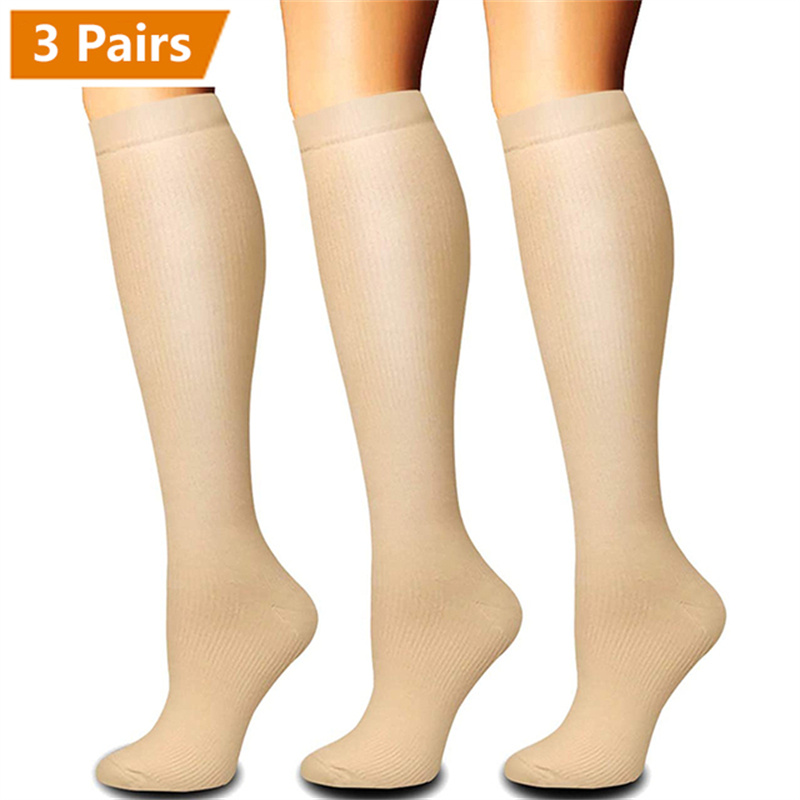 3 ペア圧縮靴下膝高静脈瘤ストッキング男性女性スポーツソック - Sock Garter Men のレビューと価格