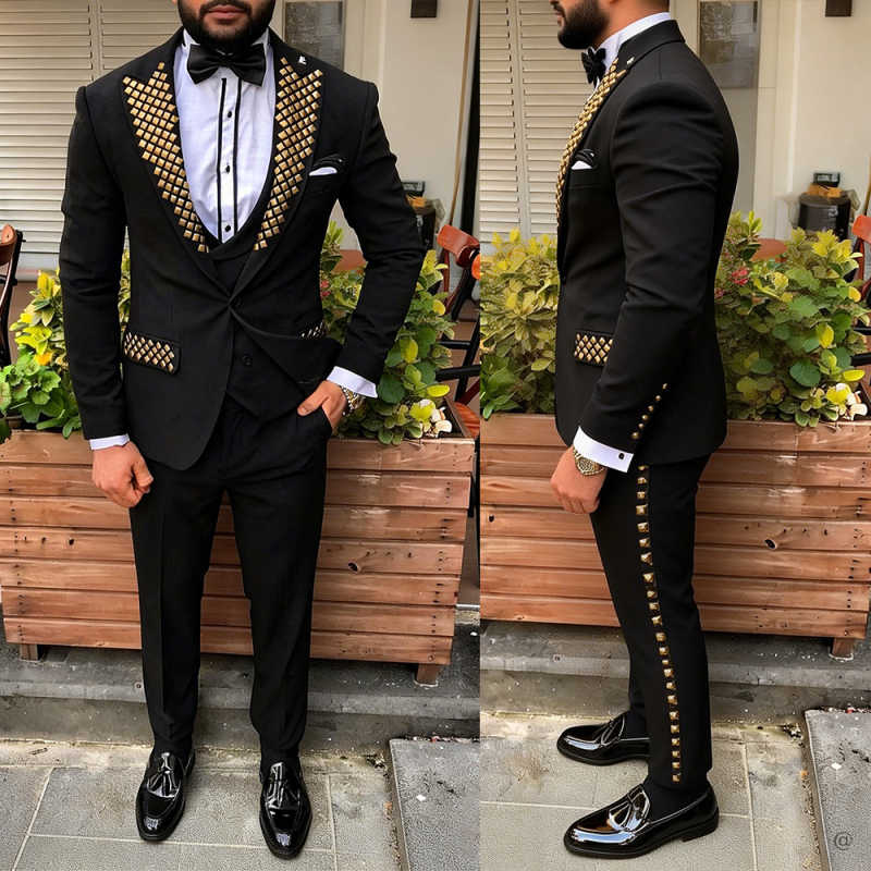 モダンな男性用タキシード、ビーズ装飾のピークドラペル、結婚式 - Men Formal Wear Modern のレビューと価格